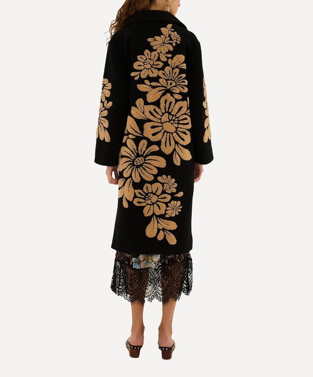 liberty london FARM Rio Black Bold Flowers Fleece Coat