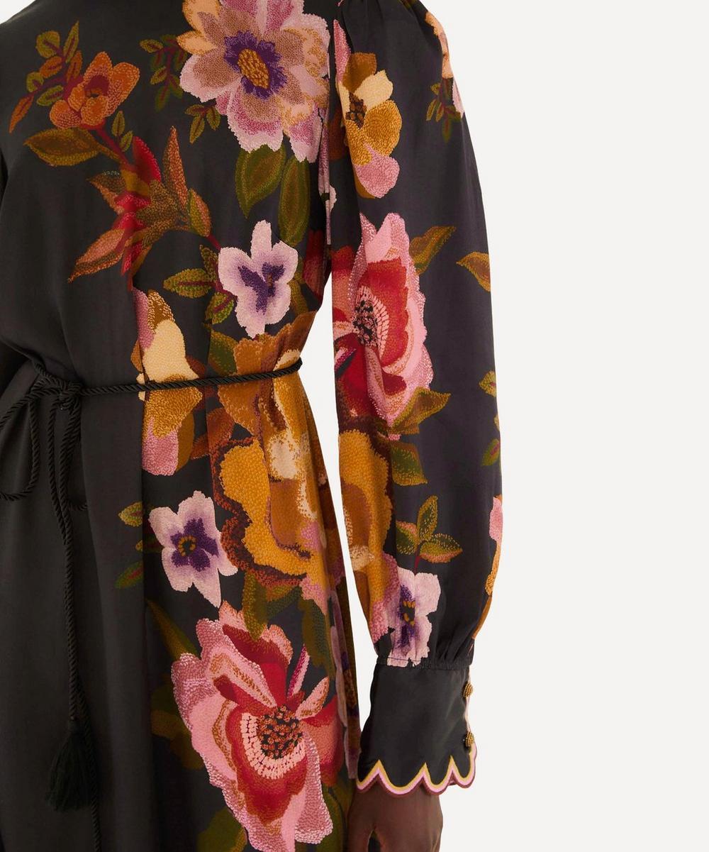 Liberty London FARM Rio Black Chenille Flowers Midi Dress