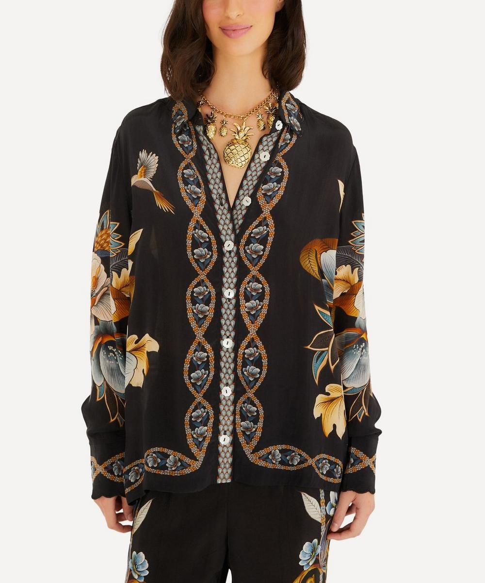 liberty london FARM Rio Black Floral Snake Pyjama Shirt