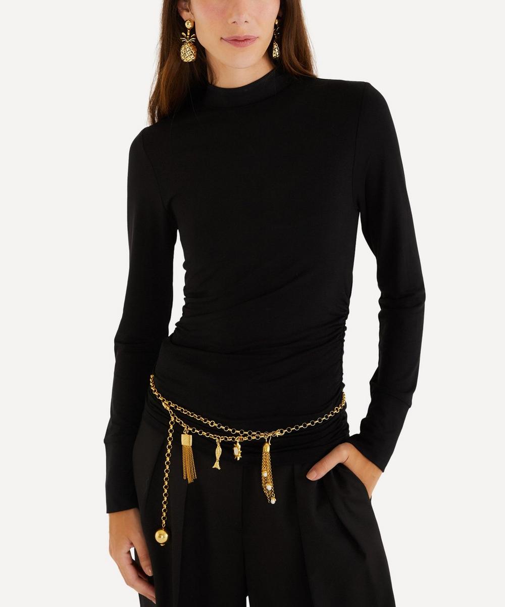 liberty london FARM Rio Black Jersey Long-Sleeve Blouse