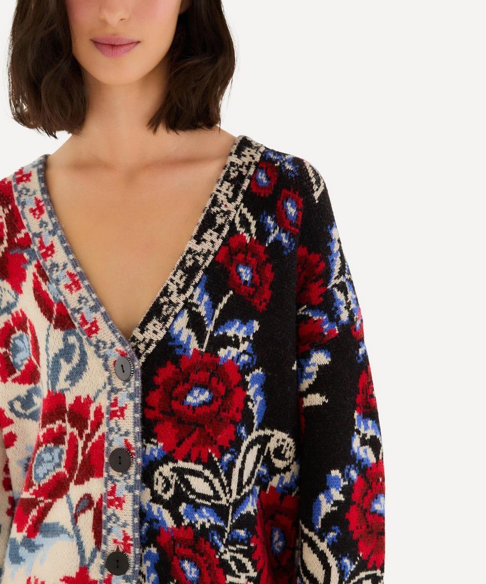 Liberty London FARM Rio Black Mixed Valentina V-Neck Knit Cardigan