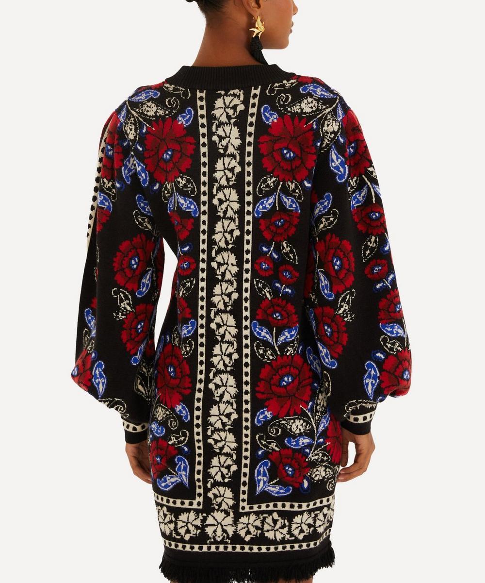 liberty london FARM Rio Black Mixed Valentina V-Neck Knit Dress