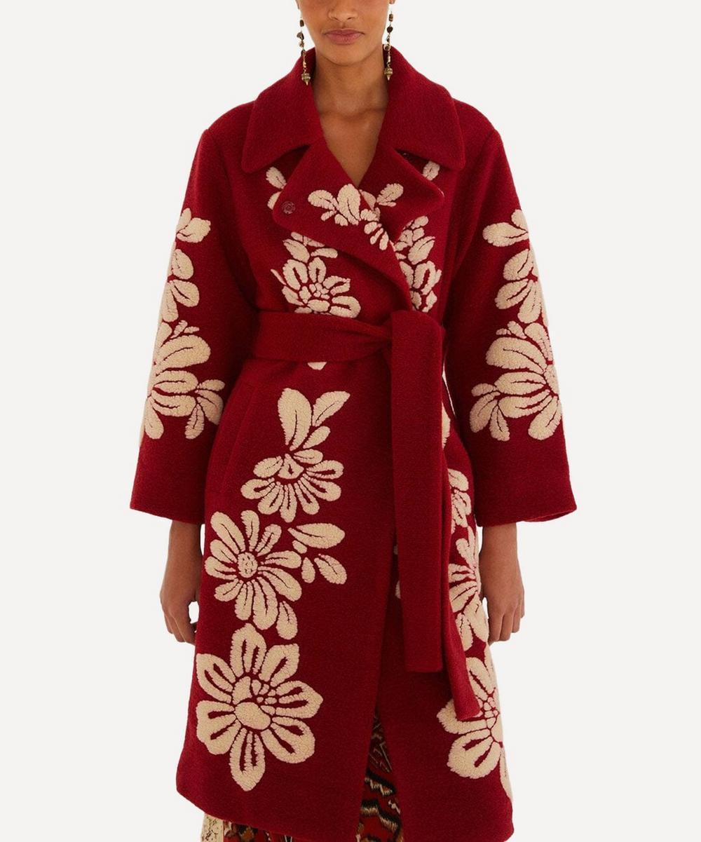 Liberty London FARM Rio Burgundy Bold Flowers Fleece Coat