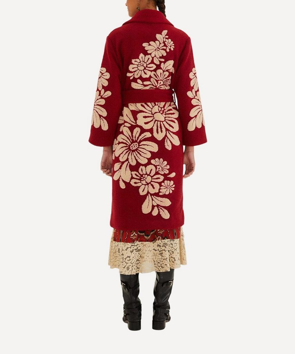 liberty london FARM Rio Burgundy Bold Flowers Fleece Coat