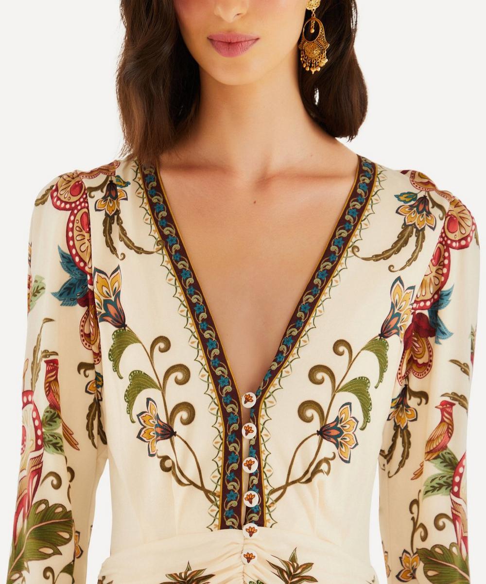 Liberty London FARM Rio Cream Majestic Hearts Long-Sleeve Midi Dress