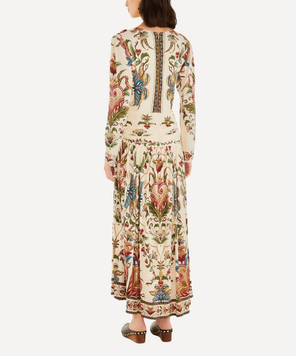 liberty london FARM Rio Cream Majestic Hearts Long-Sleeve Midi Dress