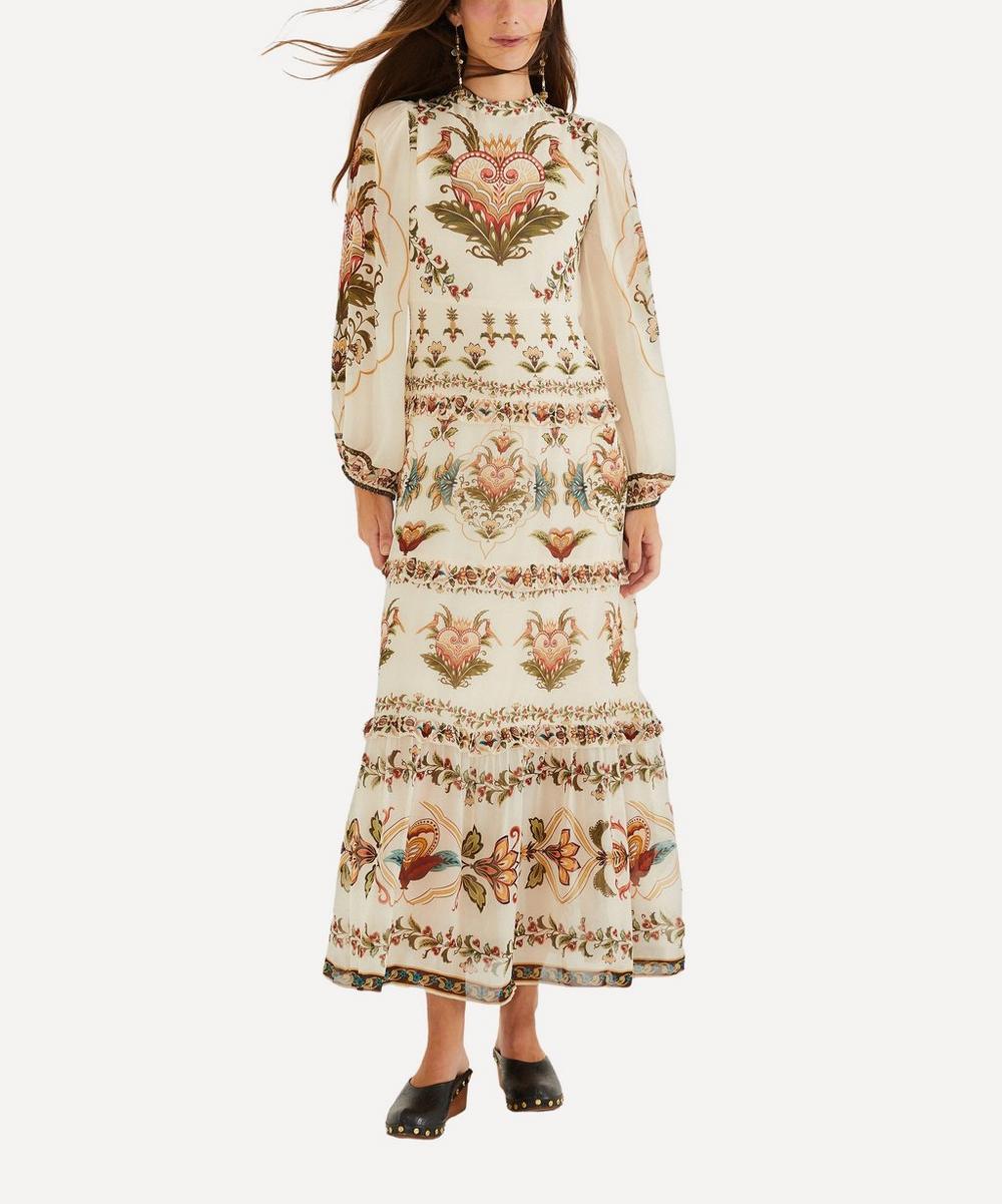 liberty london FARM Rio Cream Majestic Hearts Maxi Dress