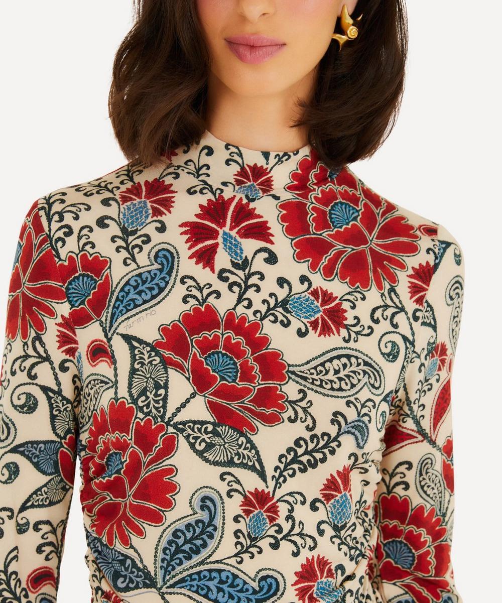 Liberty London FARM Rio Francesca Sand Jersey Long-Sleeve Blouse