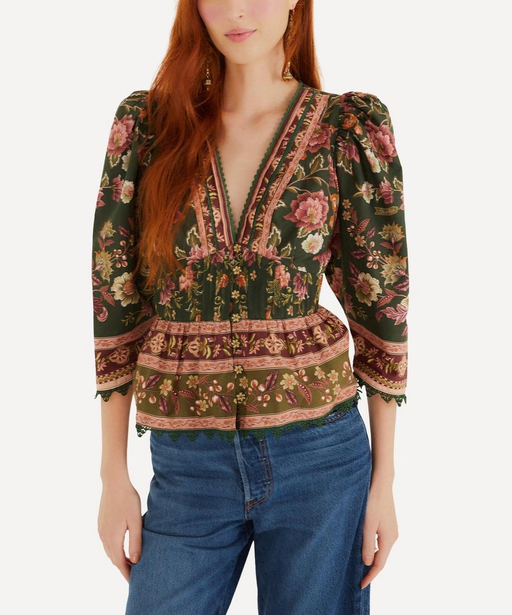 liberty london FARM Rio Green Flowering Garden Tree Blouse