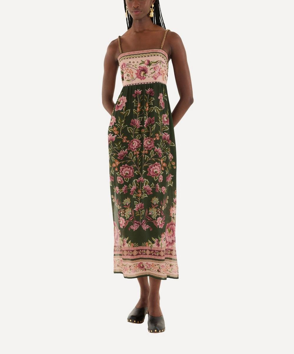 liberty london FARM Rio Green Flowering Garden Tree Sleeveless Midi Dress