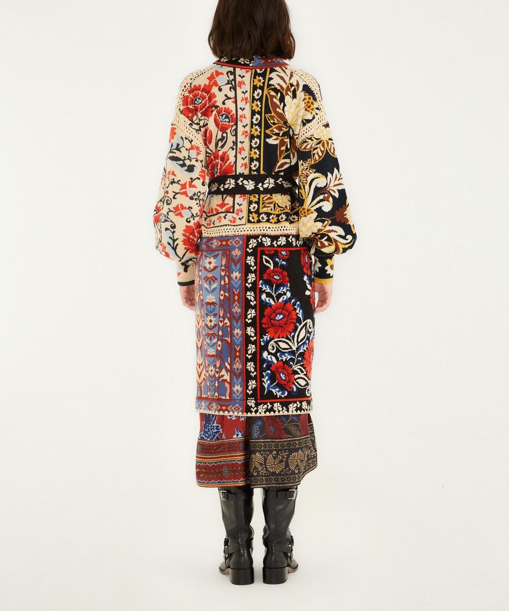 liberty london FARM Rio Mixed Flower Print Patchwork Knit Midi Cardigan