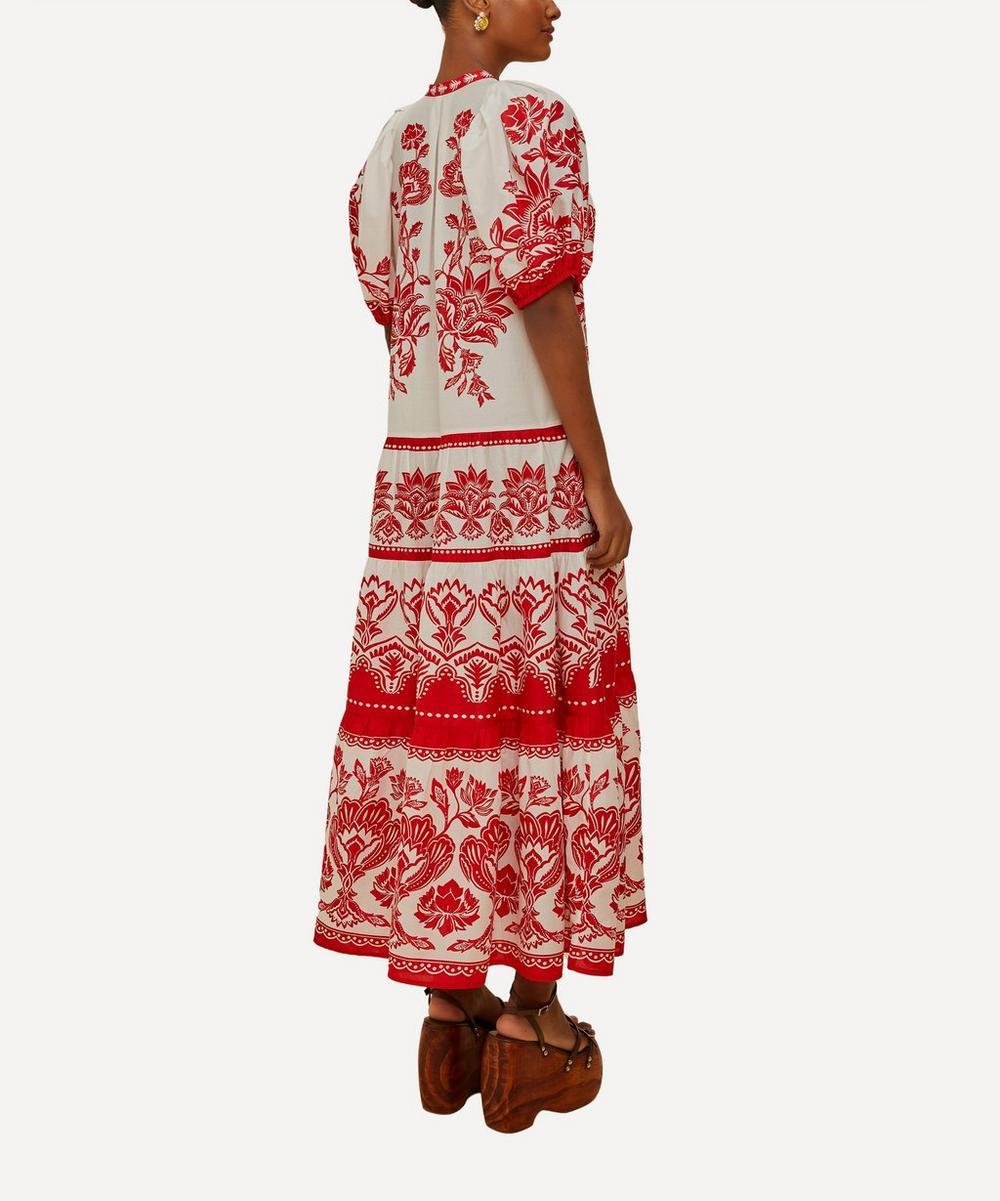 liberty london FARM Rio Off-White Boho Garden Short Sleeve Midi Dress