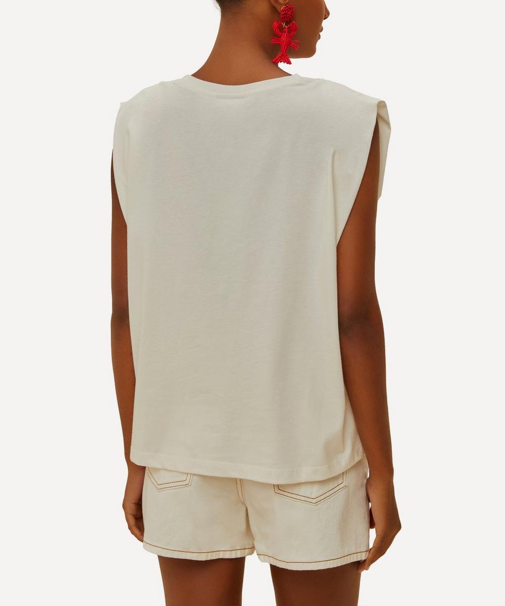 liberty london FARM Rio Off-White Cross Stitch Flowers T-Shirt