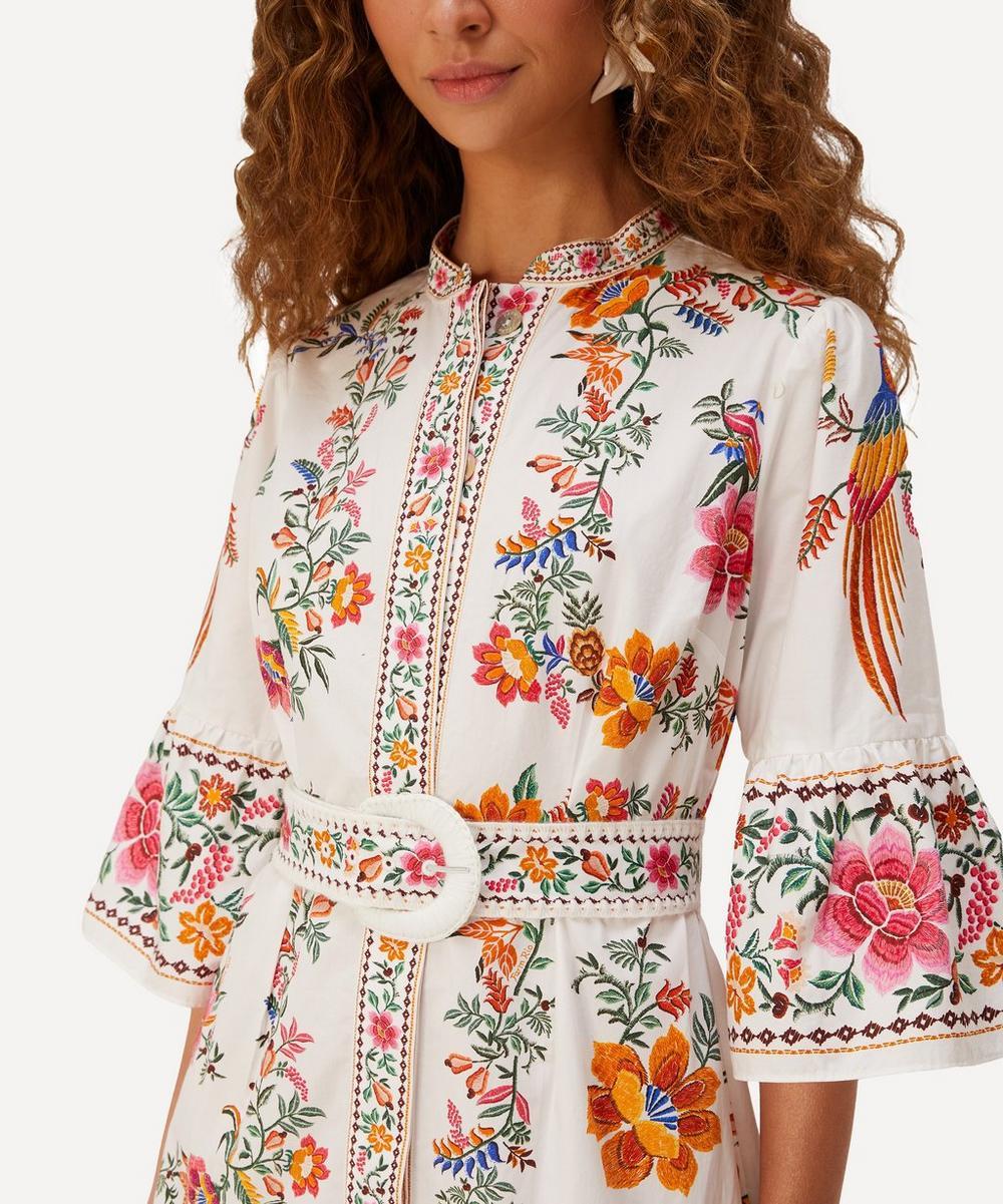 Liberty London FARM Rio Off-White Delicate Forest Scarves Mini Dress