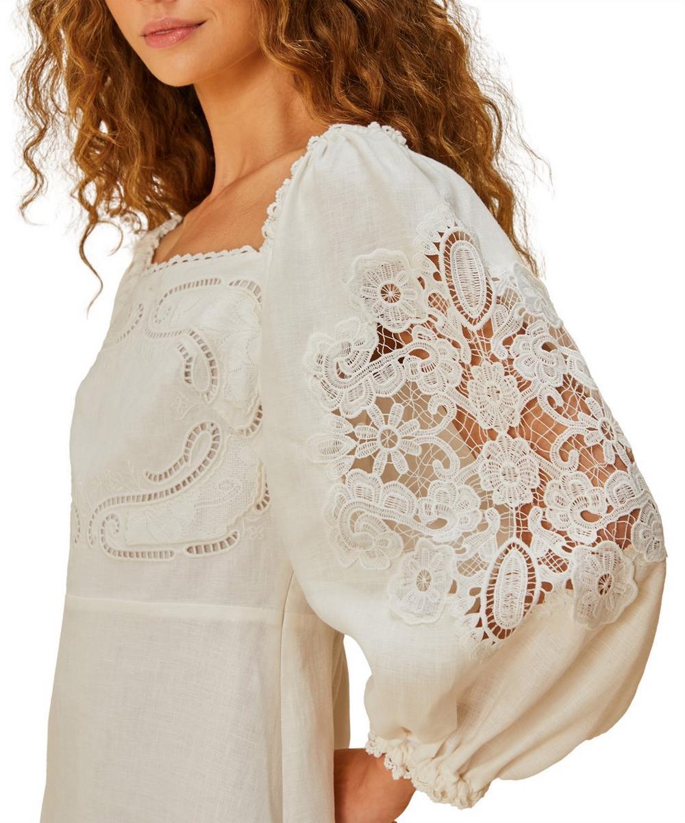 Liberty London FARM Rio Off-White Embroidered Mini Dress