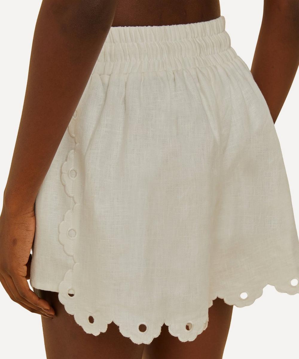 Liberty London FARM Rio Off-White Flowers Richelieu Linen Shorts