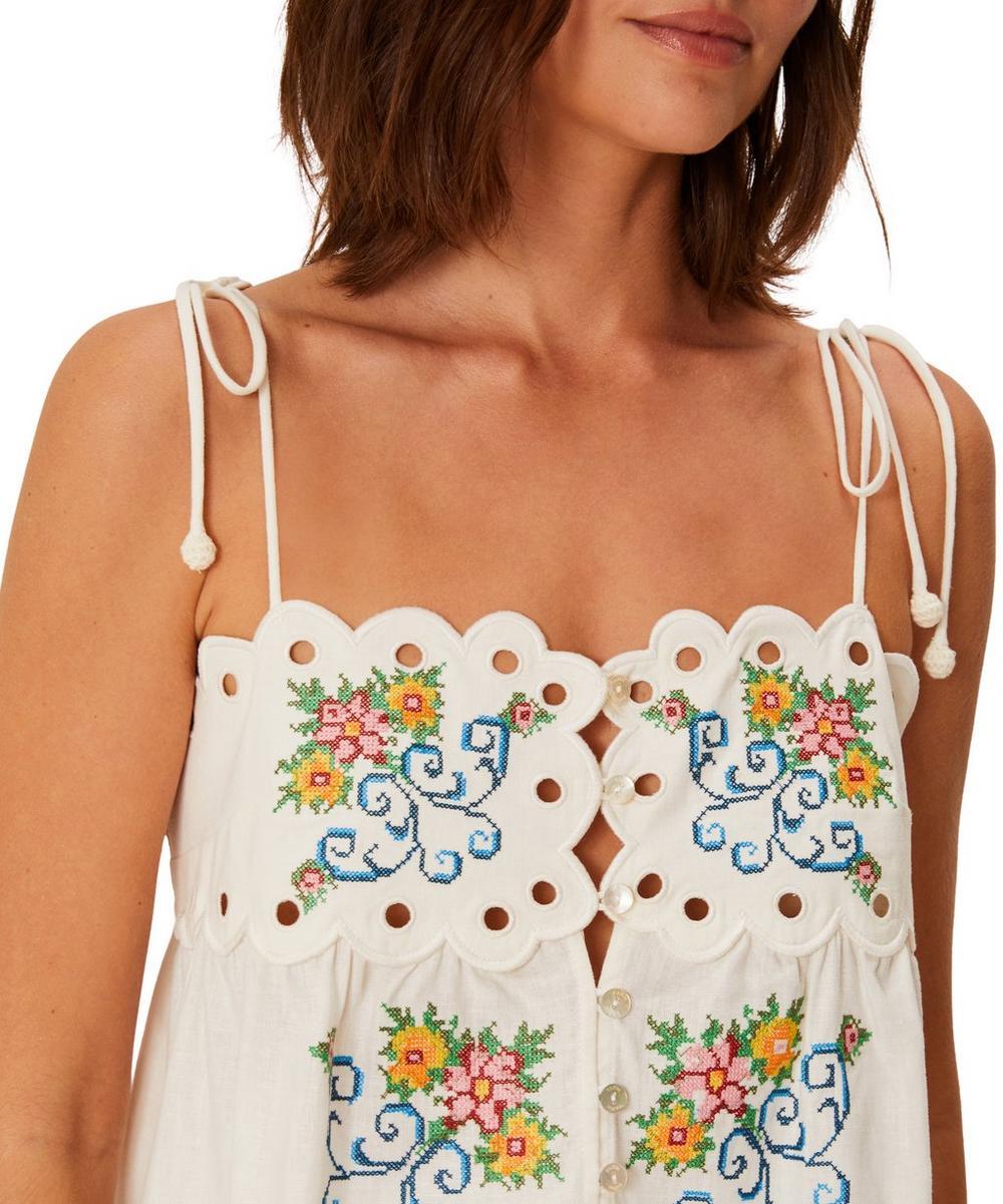 Liberty London FARM Rio Off-White Grandmas Treasure Lacy Sleeveless Blouse