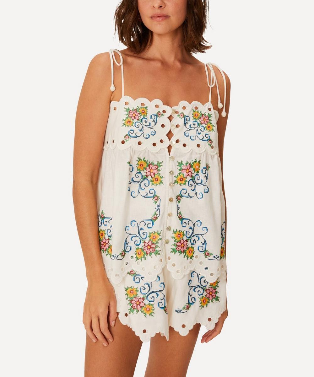 liberty london FARM Rio Off-White Grandmas Treasure Lacy Sleeveless Blouse
