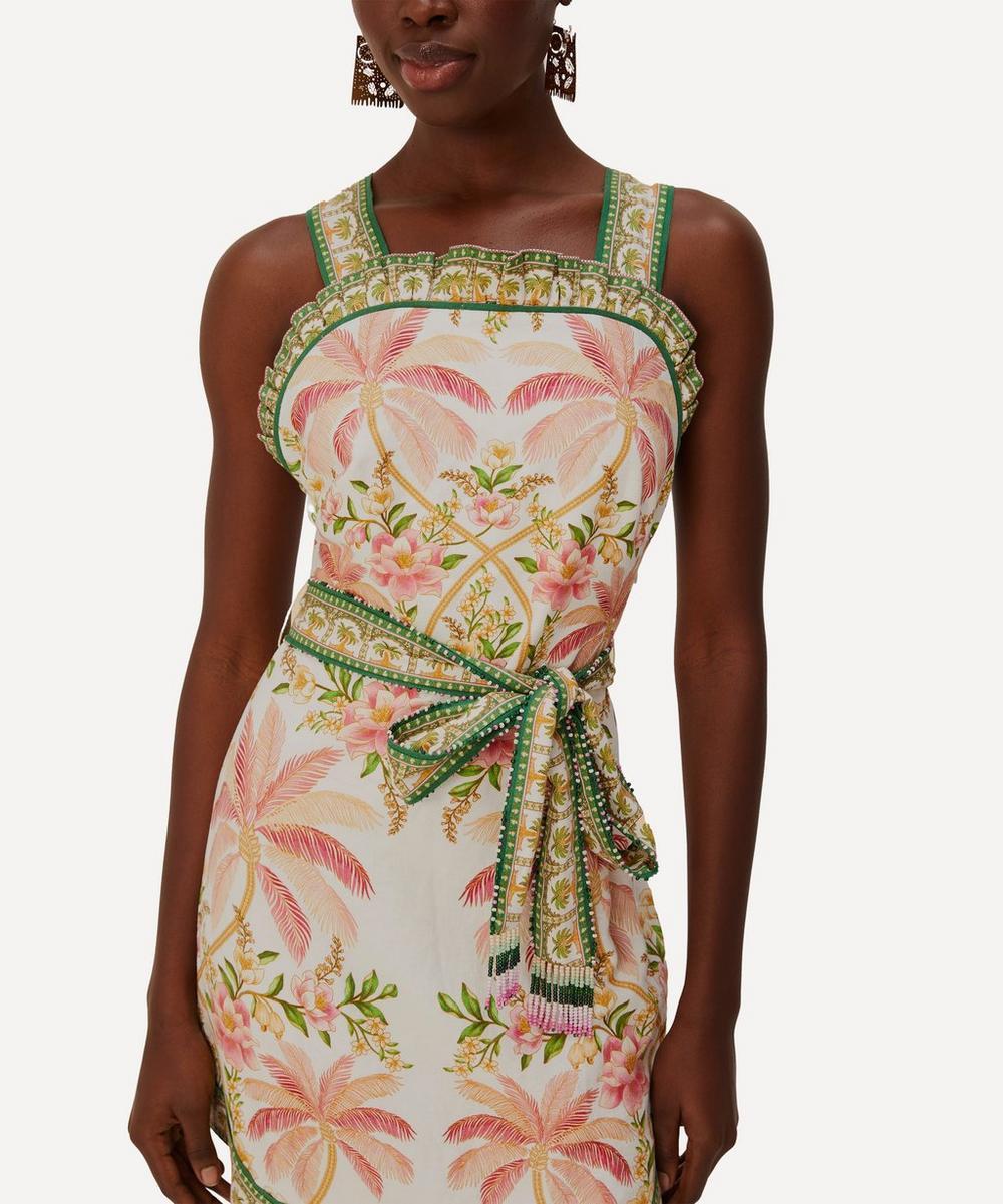Liberty London FARM Rio Off-White Palm Dream Angled Mini Dress