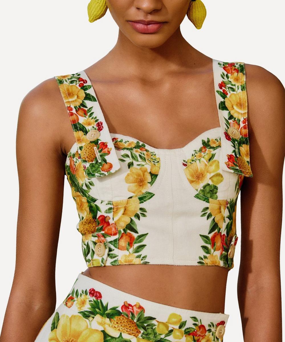 Liberty London FARM Rio Off-White Picnic Flowers Crop Top