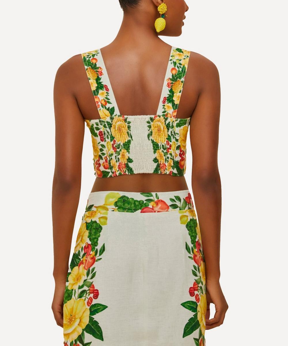 liberty london FARM Rio Off-White Picnic Flowers Crop Top