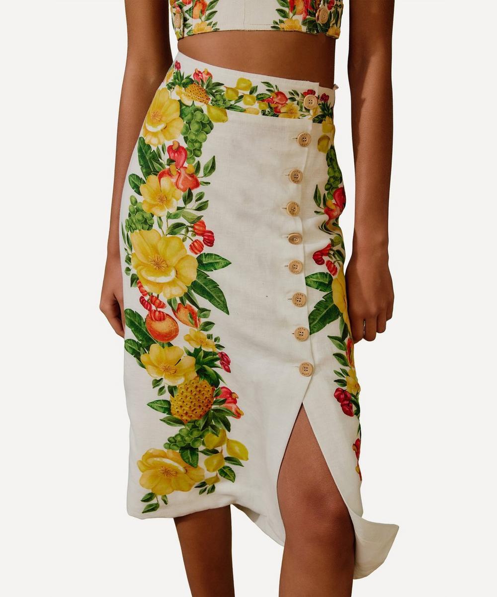 Liberty London FARM Rio Off-White Picnic Flowers Midi Skirt