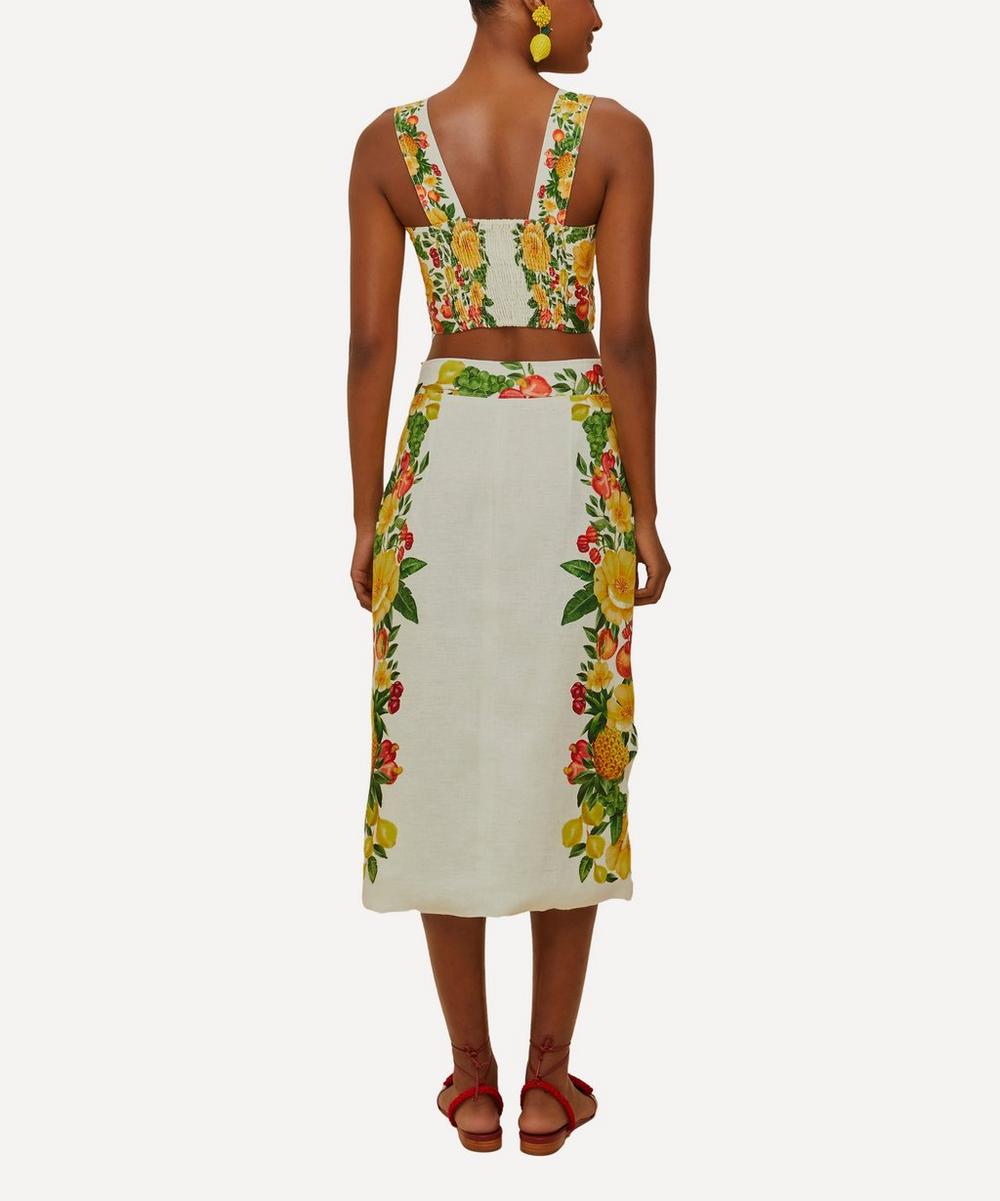 liberty london FARM Rio Off-White Picnic Flowers Midi Skirt