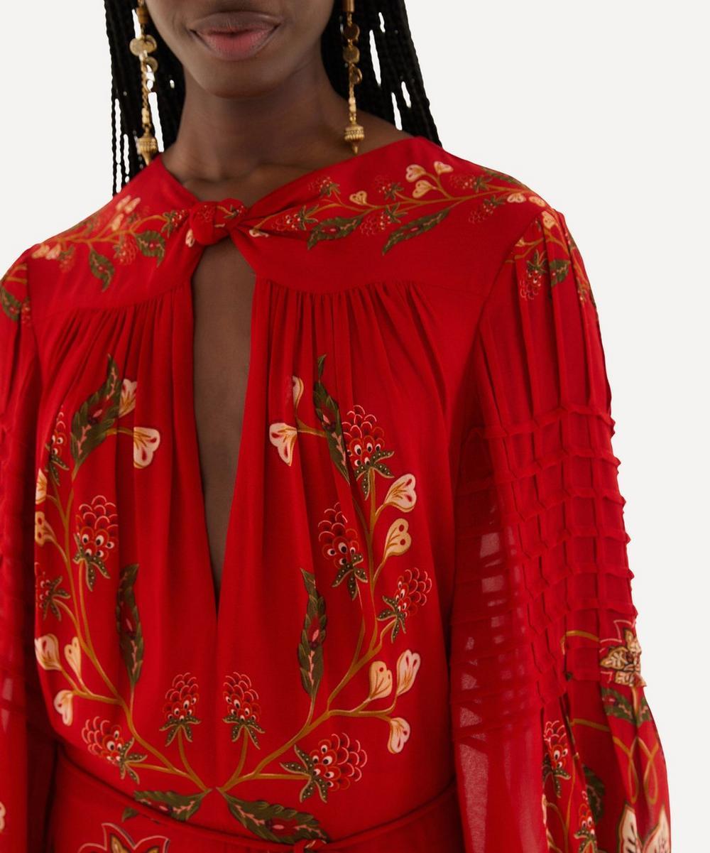 Liberty London FARM Rio Red Berry Garden Long-Sleeve Pleated Maxi Dress