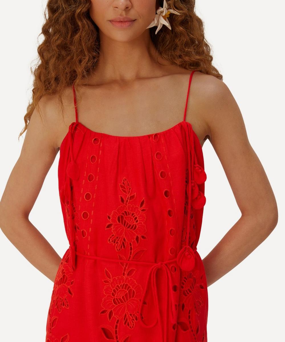Liberty London FARM Rio Red Flowers Richelieu Linen Sleeveless Maxi Dress