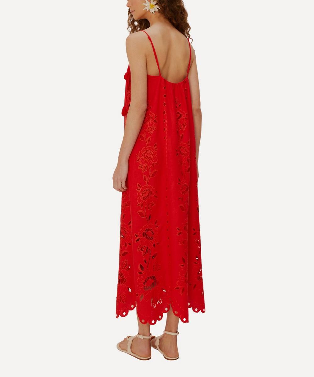 liberty london FARM Rio Red Flowers Richelieu Linen Sleeveless Maxi Dress