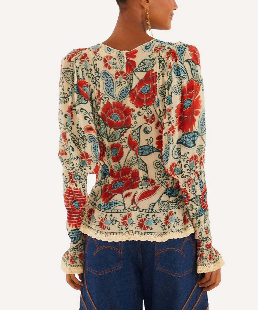 liberty london FARM Rio Sand Francesca Long-Sleeve Blouse