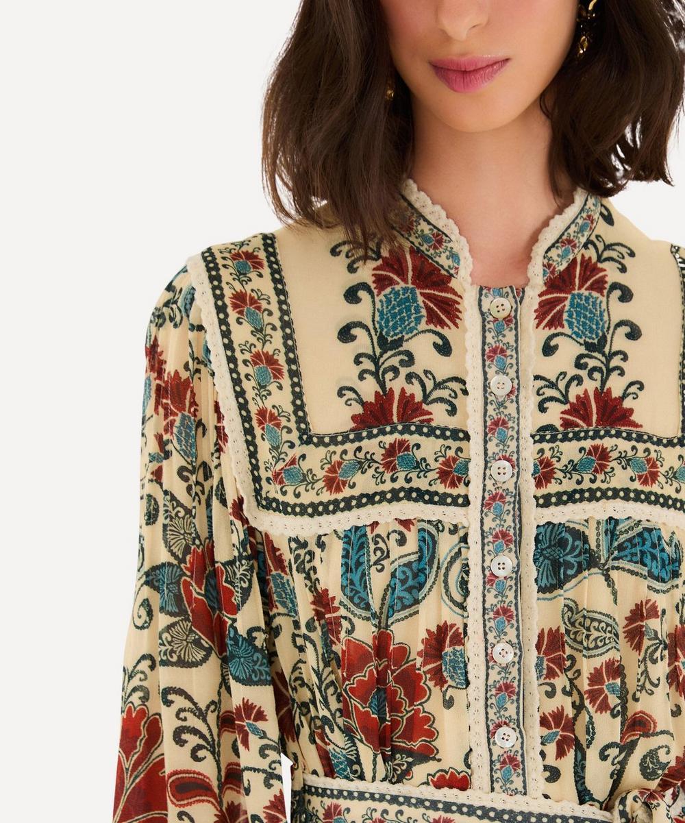 Liberty London FARM Rio Sand Francesca Long-Sleeve Mini Dress