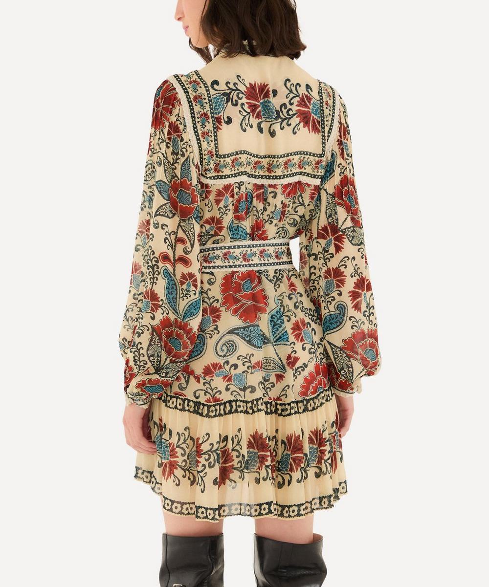 Liberty London FARM Rio Sand Francesca Long-Sleeve Mini Dress