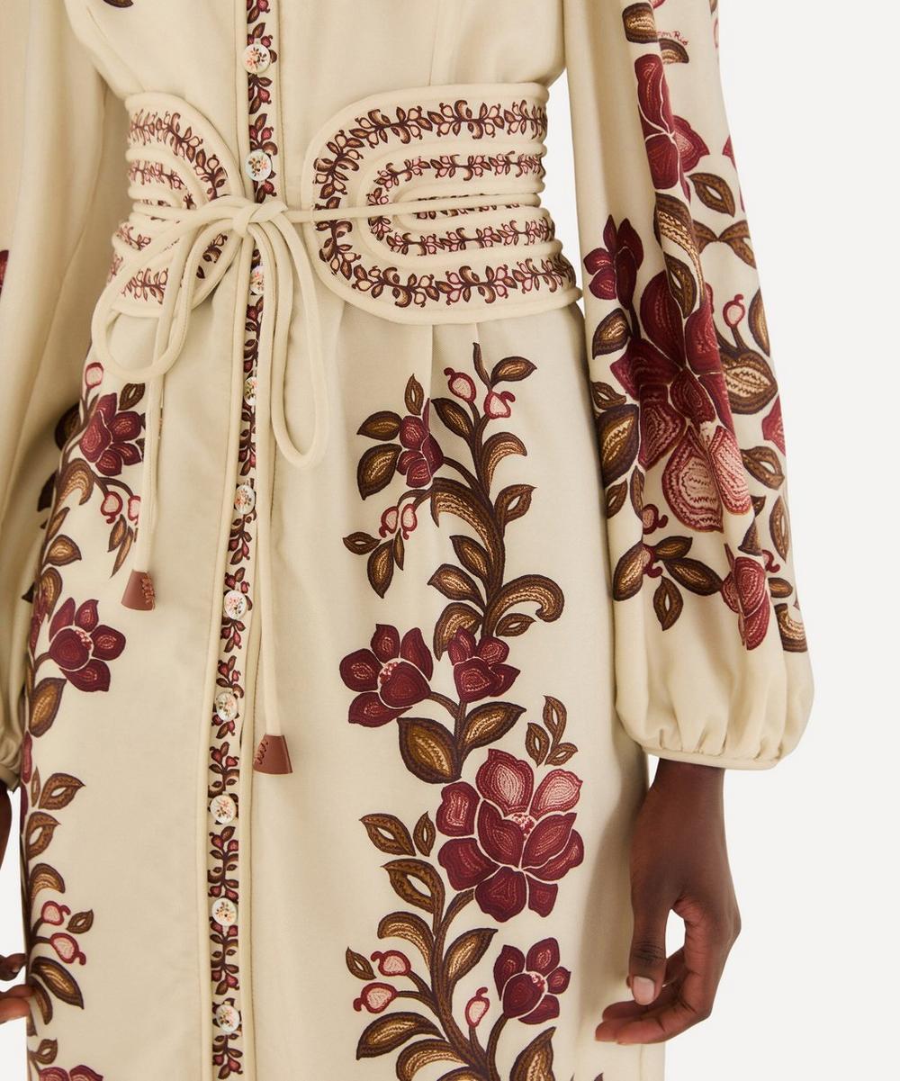 Liberty London FARM Rio Sand Renata Floral Long Sleeve Midi Dress