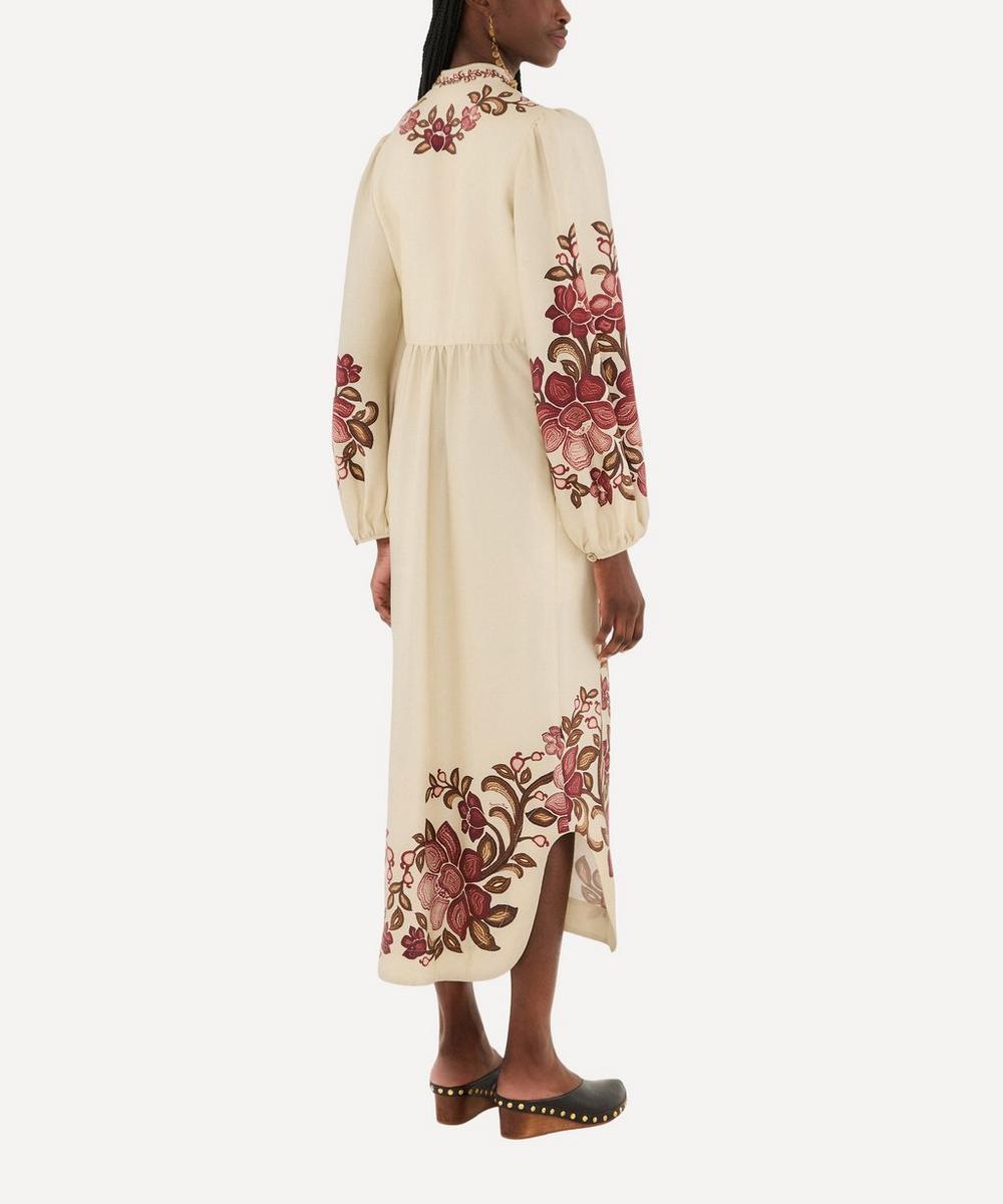 liberty london FARM Rio Sand Renata Floral Long Sleeve Midi Dress