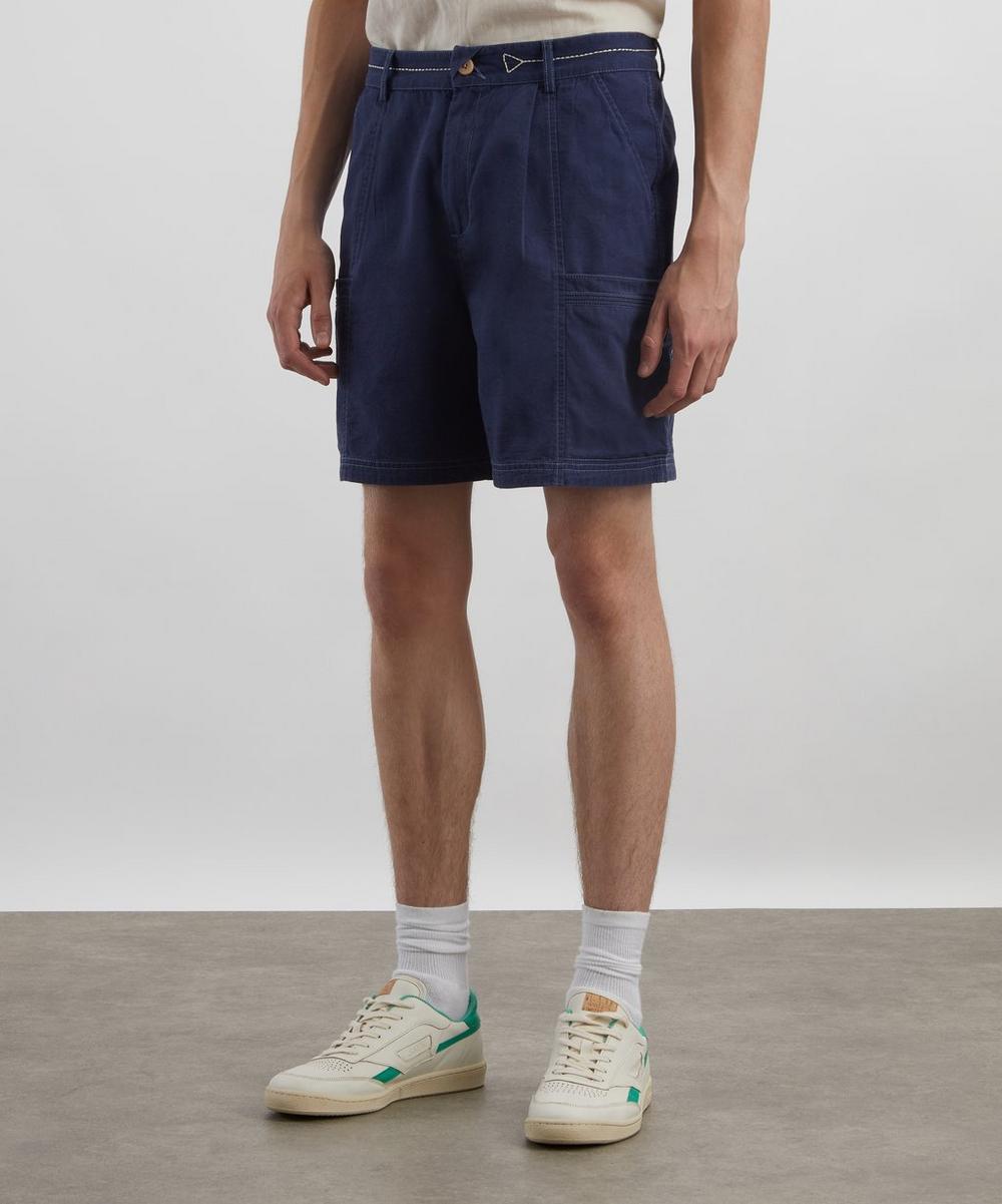 Liberty London Folk Lunar Ink Blue Crinkle Canvas Shorts