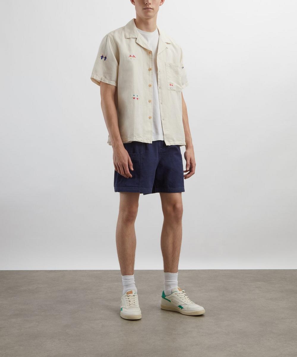 liberty london Folk Lunar Ink Blue Crinkle Canvas Shorts