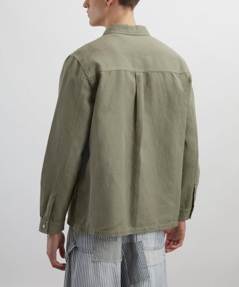 Liberty London Folk Sage Hemp Canvas Anniversary Patch Overshirt