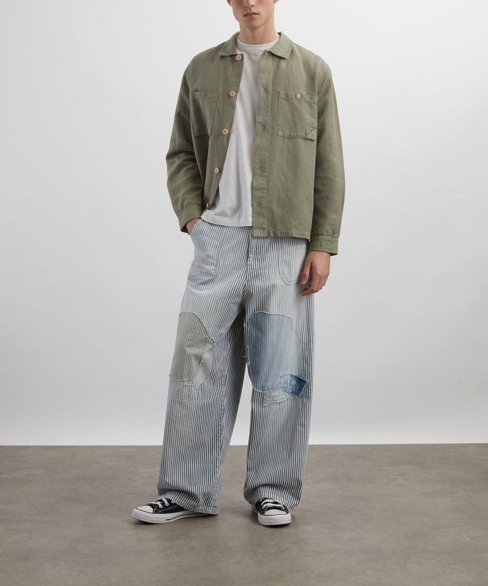 liberty london Folk Sage Hemp Canvas Anniversary Patch Overshirt