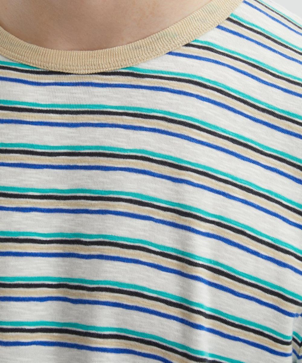 Liberty London Folk Short Sleeve Ecru Mix Multistripe T-Shirt