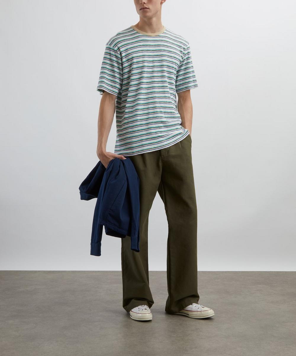 liberty london Folk Short Sleeve Ecru Mix Multistripe T-Shirt