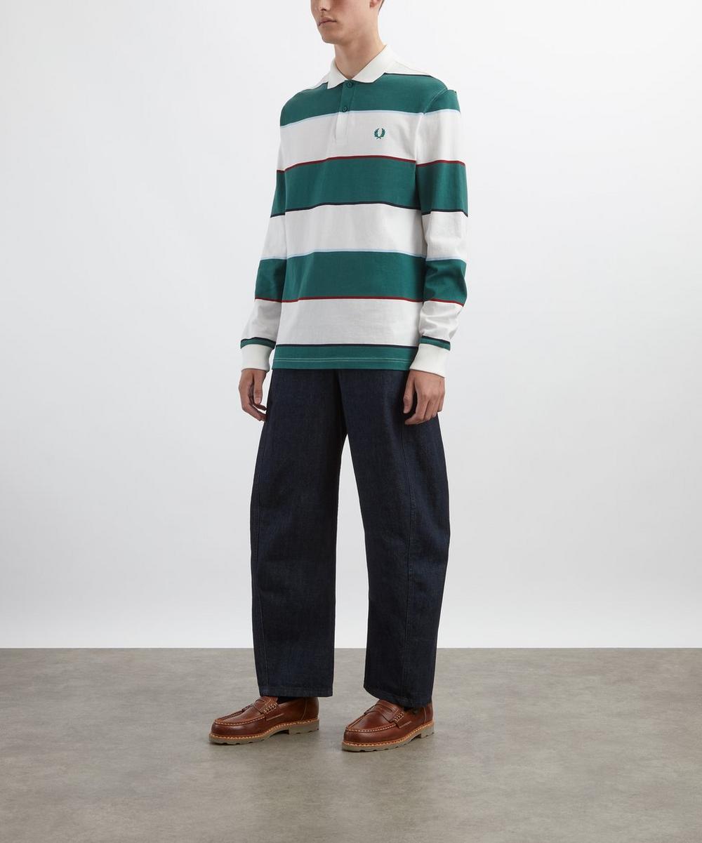 liberty london Fred Perry Heavyweight Jersey Striped Polo Shirt