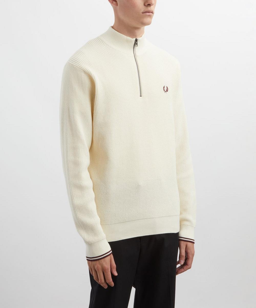 Liberty London Fred Perry Waffle-Stitch Half-Zip Jumper