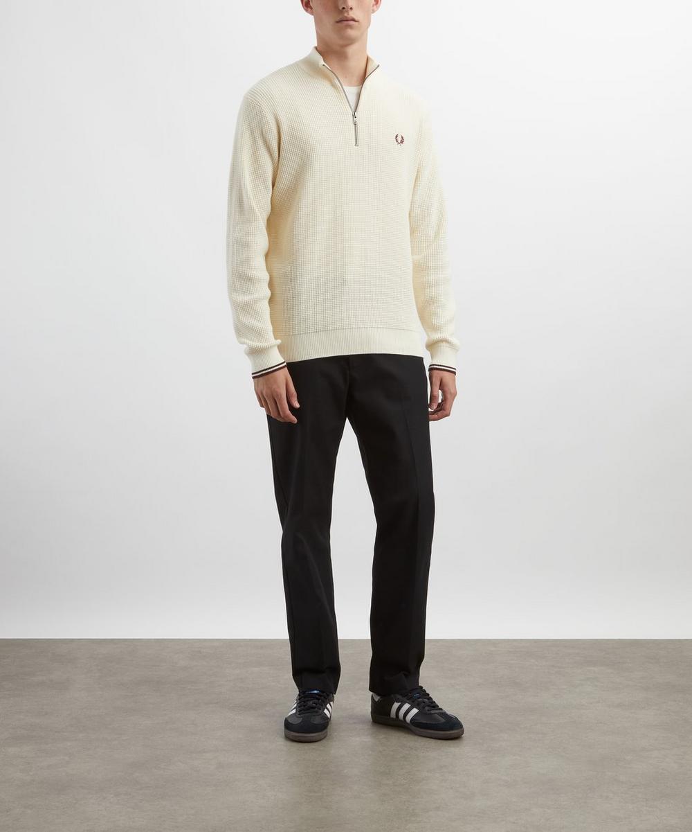 liberty london Fred Perry Waffle-Stitch Half-Zip Jumper