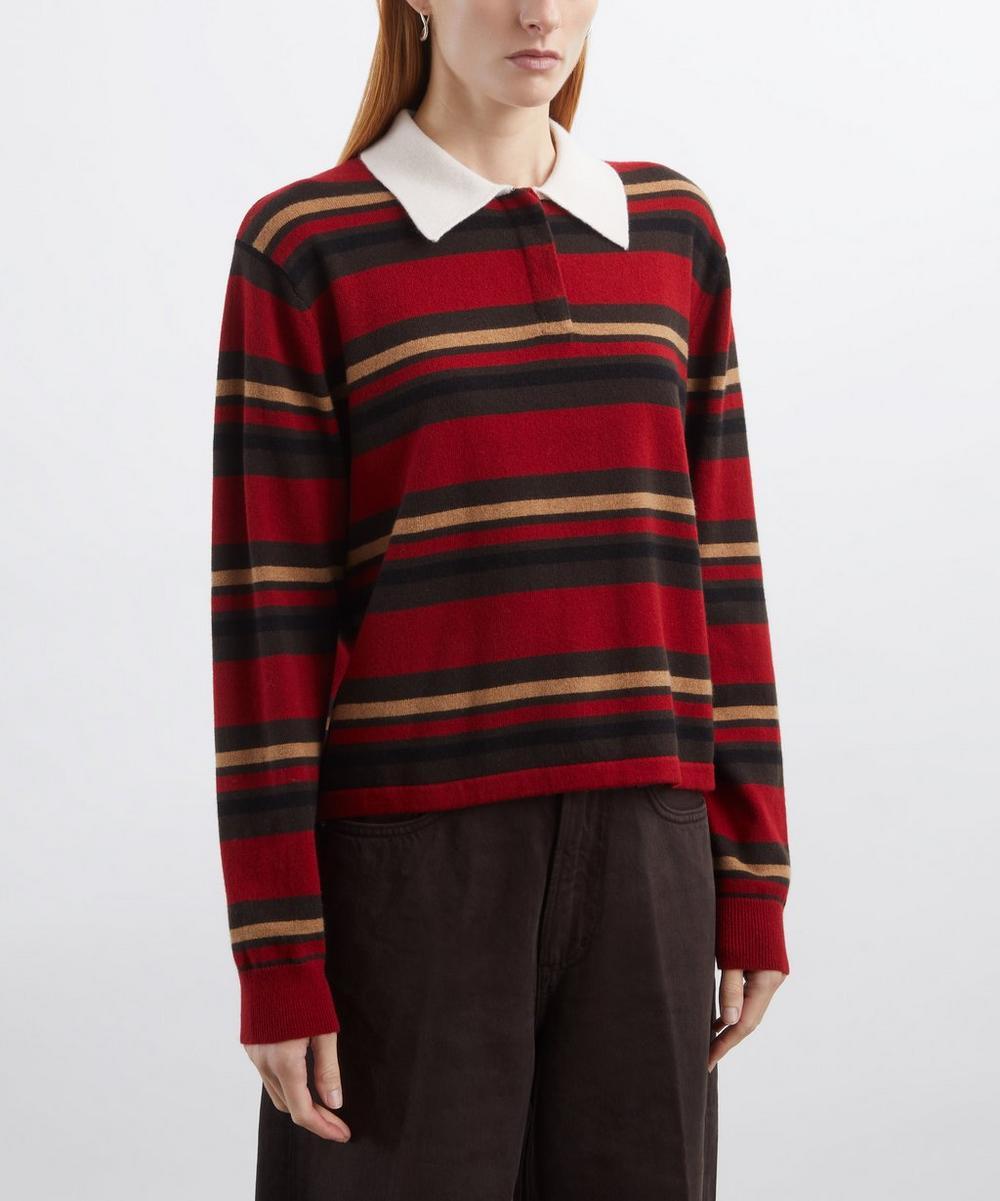 Liberty London Guest In Residence Cropped Stripe Cashmere Rugby Jumper
