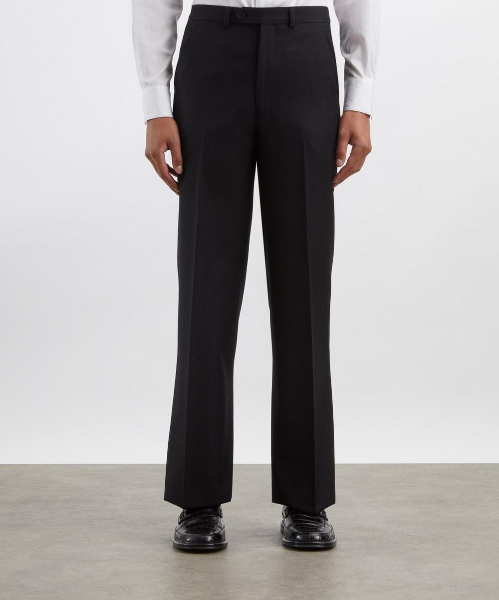 Liberty London Husbands Black Worsted Wool Twill Trousers