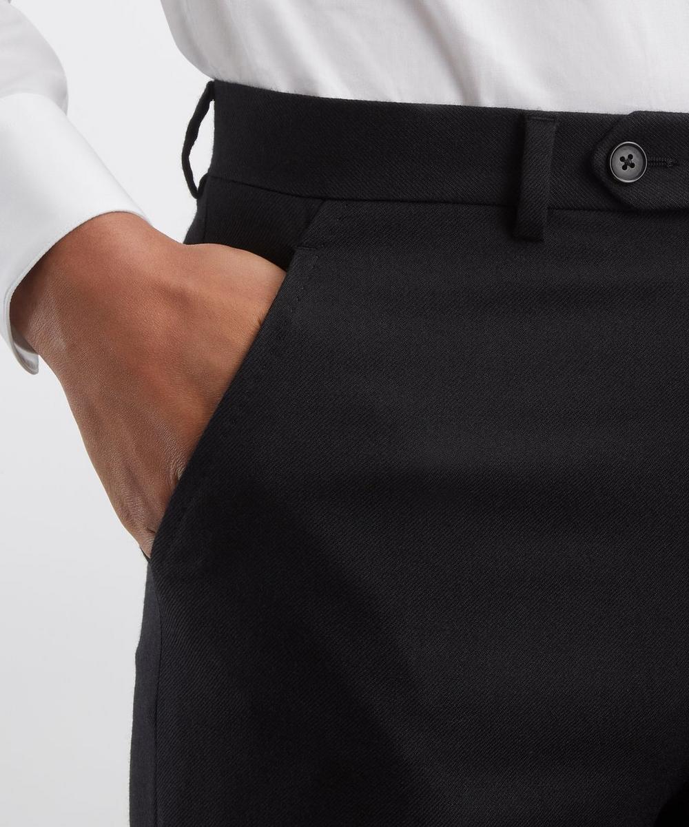 Liberty London Husbands Black Worsted Wool Twill Trousers