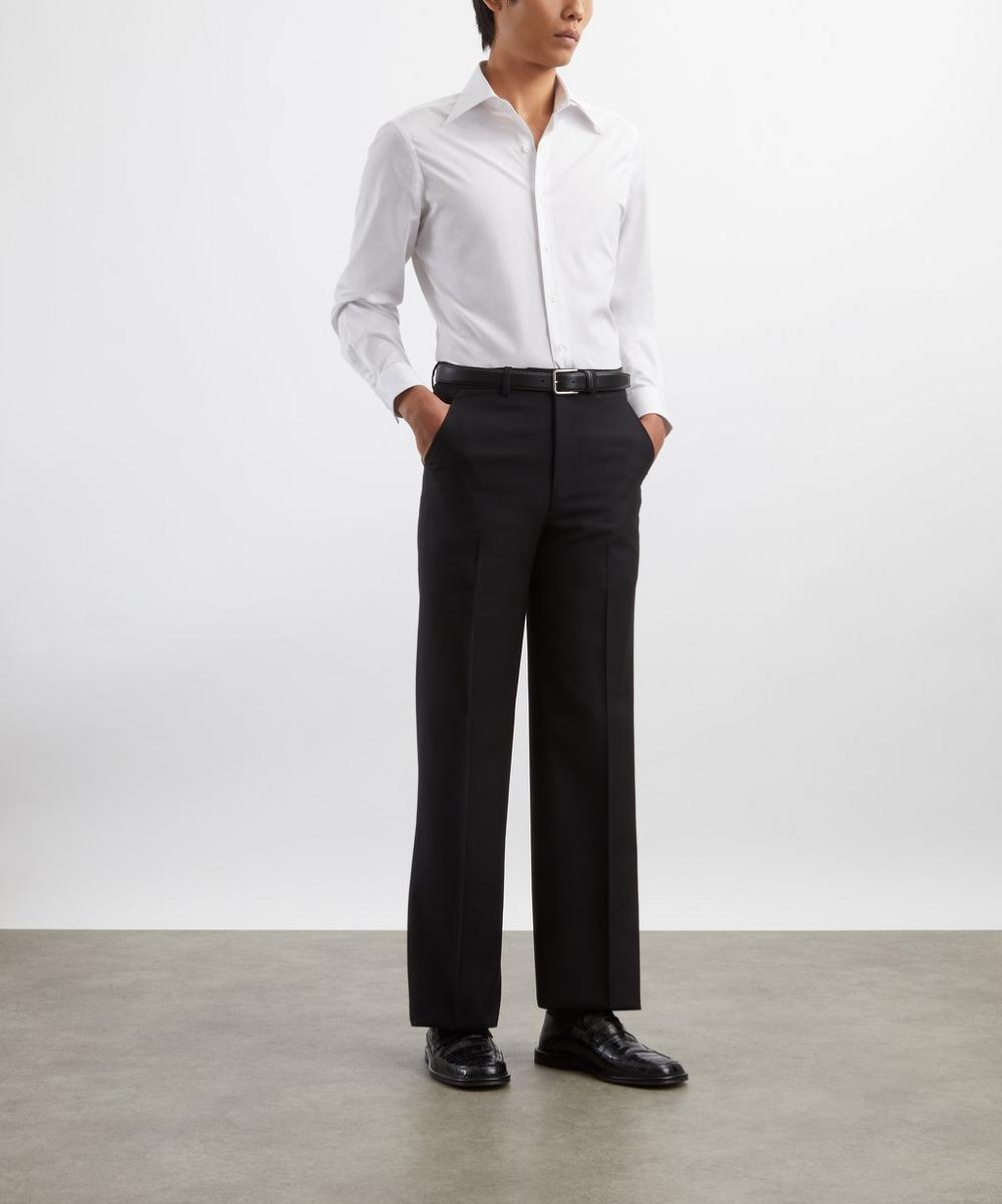 liberty london Husbands Black Worsted Wool Twill Trousers