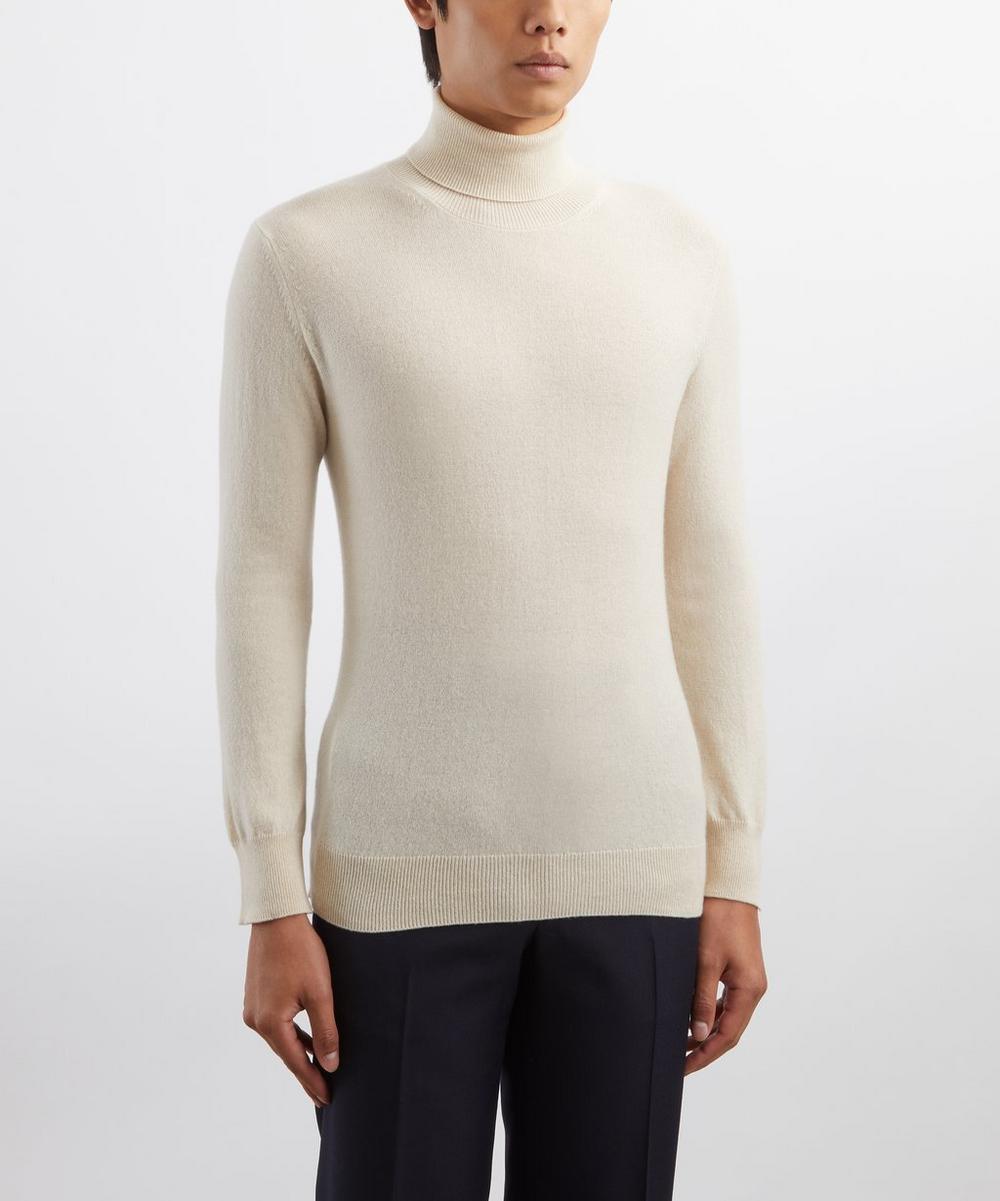 Liberty London Husbands Cream Cashmere Turtleneck Jumper