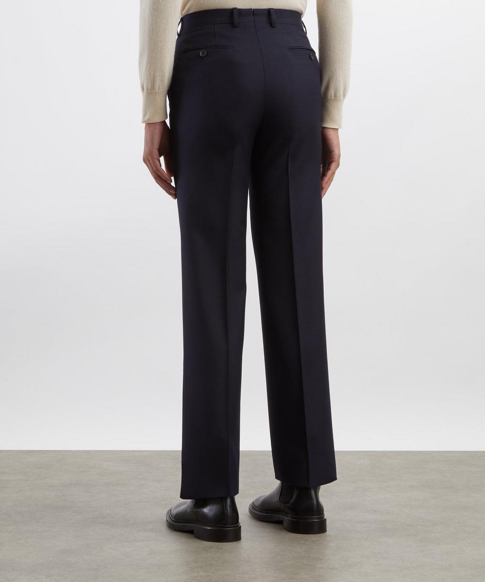 Liberty London Husbands Navy Straight High-Waisted Twill Trousers